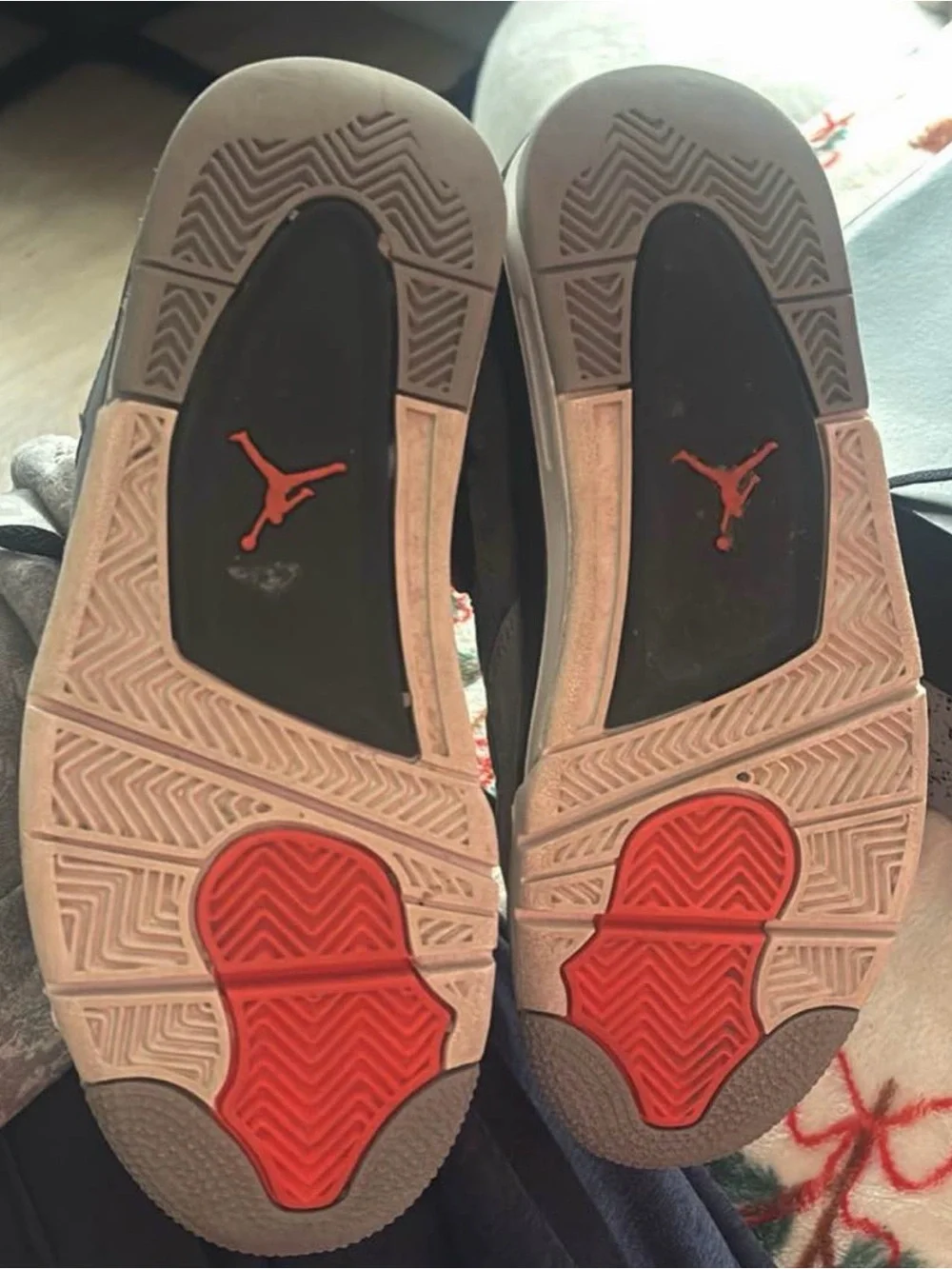 Jordan Retro Mid-Top Sneakers in Gray and Red Accents